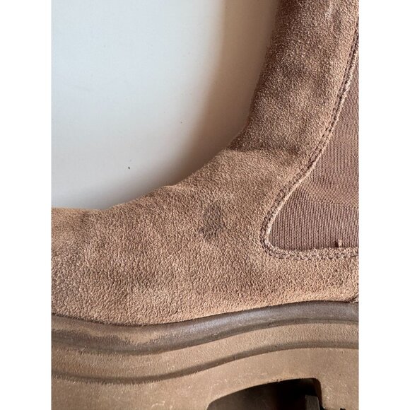ZARA Brown Suede Leather Lug Sole Platform Ankle Chelsea Boots, Size 36 - Picture 10 of 16
